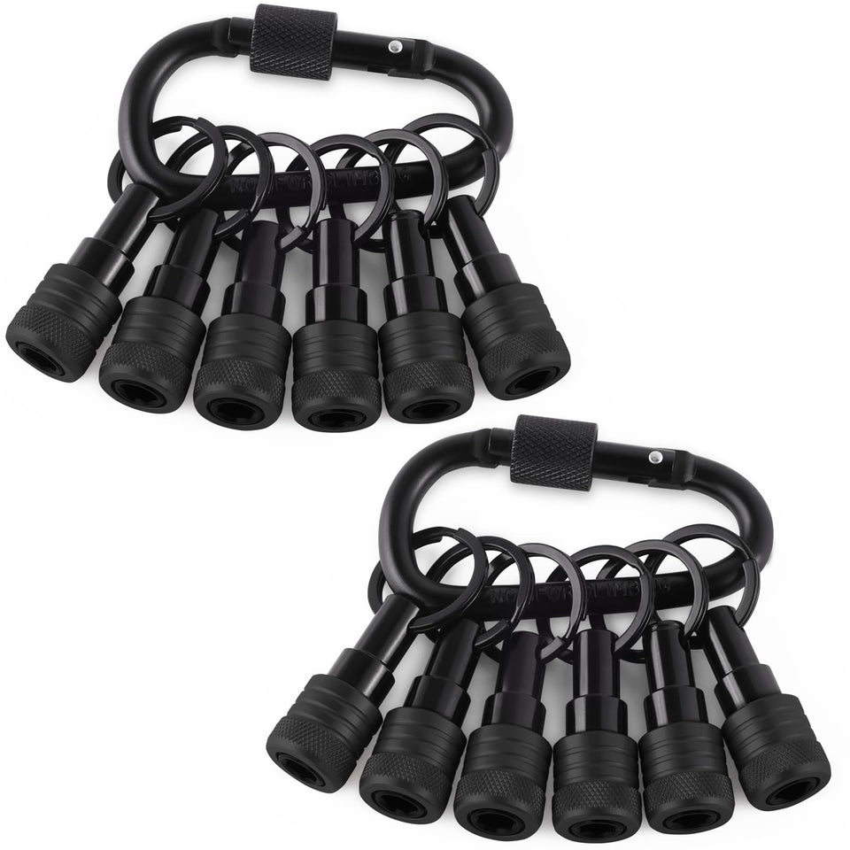 Katerk bit holder key chain with 12-pc set keeps 1/4 inch bits organized and accessible.