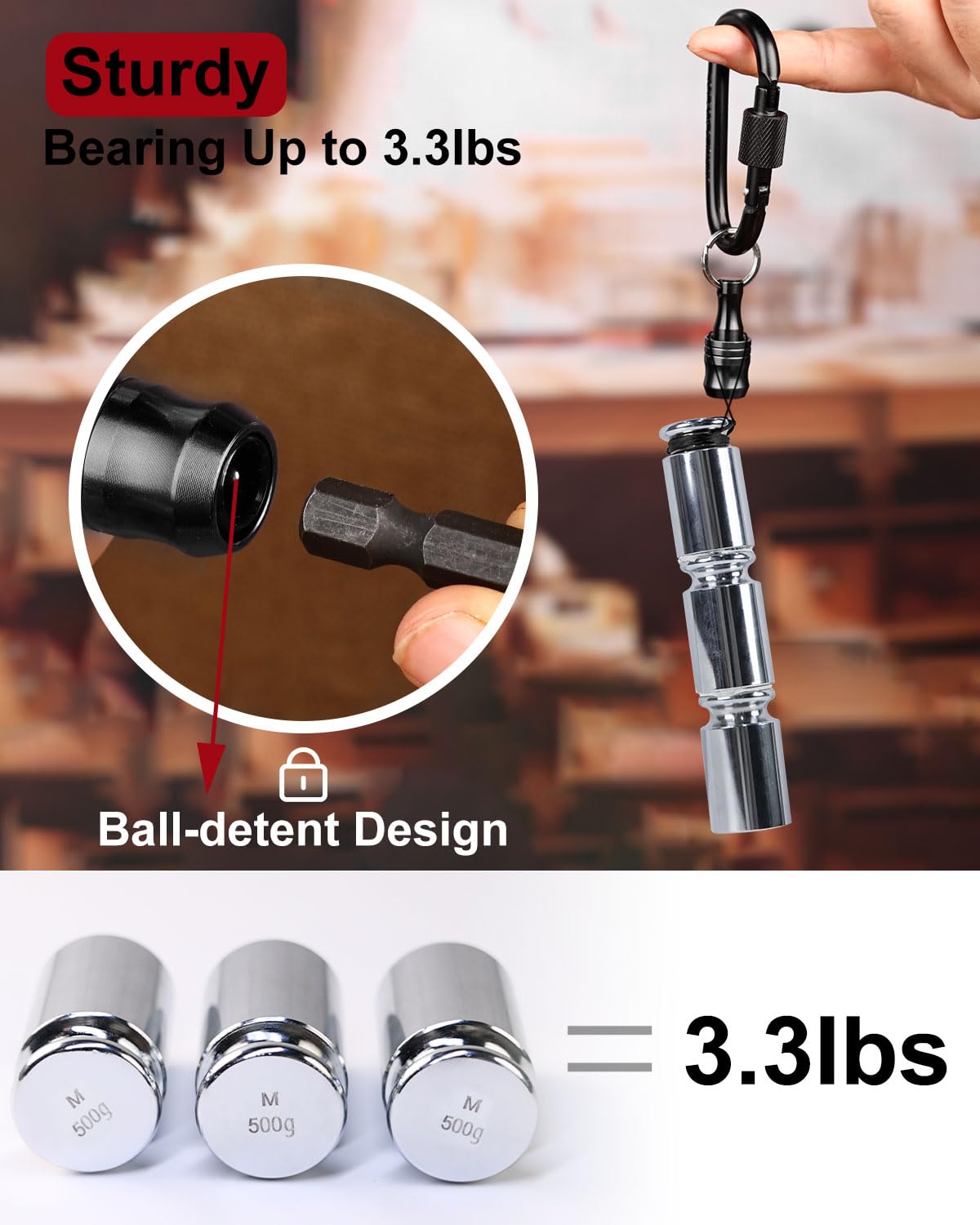 Katerk steel ball grip prevents slipping during use.