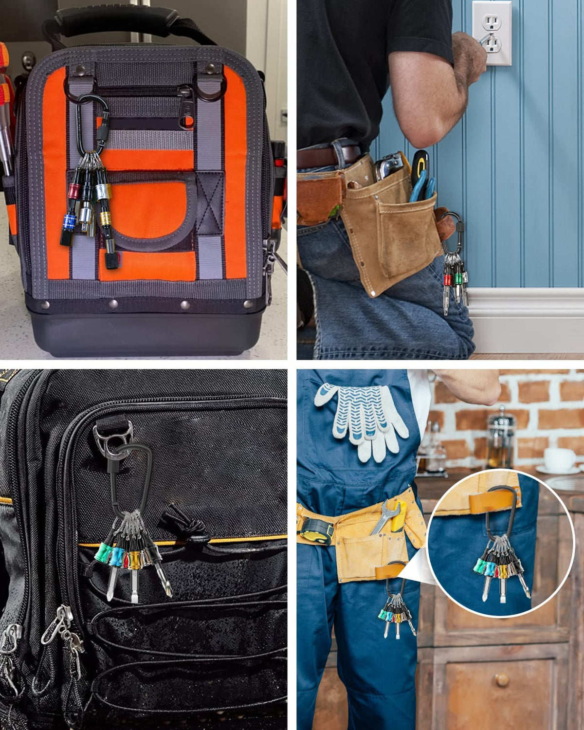 Katerk carabiner bit holder attached to outdoor gear for easy reach