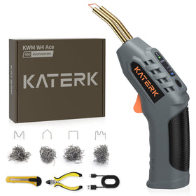 Katerk cordless plastic welder front view shows compact design for tight spaces.