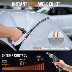Katerk cordless plastic welder side profile highlights portability for on-the-go repairs.