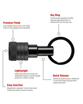 Katerk quick-release bit holder enables one-handed loading for faster setup.