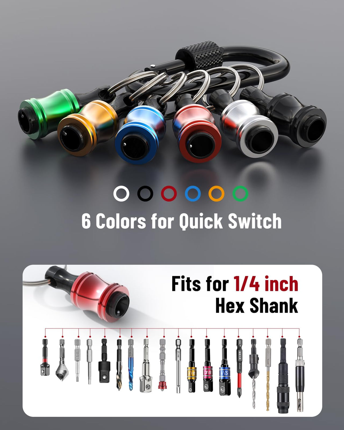 Katerk secure nut ball grip demonstrates locking mechanism for slip-free bit changes.