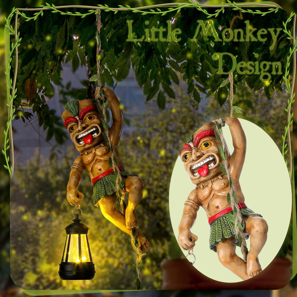 Kathfly brown and green garden statue complements tropical-themed spaces