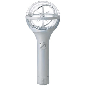 KATSEYE Official Lightstick with six photocards ready for display.