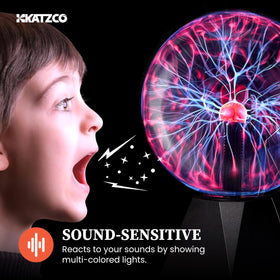 Katzco plasma ball lightning effects glow with dynamic energy.
