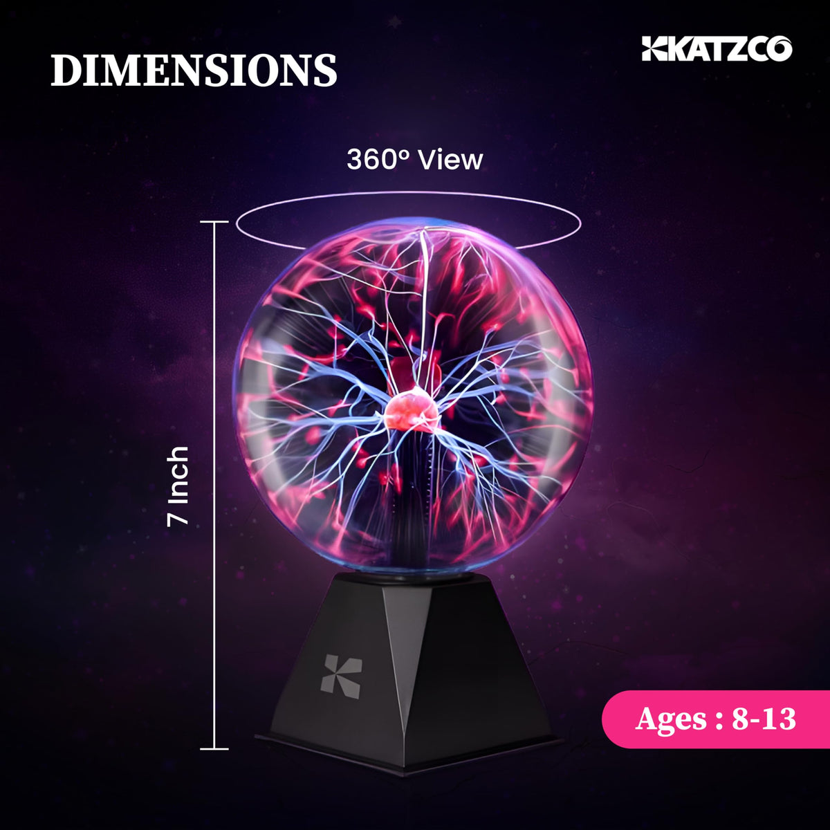 Katzco plasma ball sound-mode responds to music for lively atmosphere.