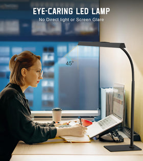 Kaulsoue desk lamp eye-care light reduces glare during long reading sessions.