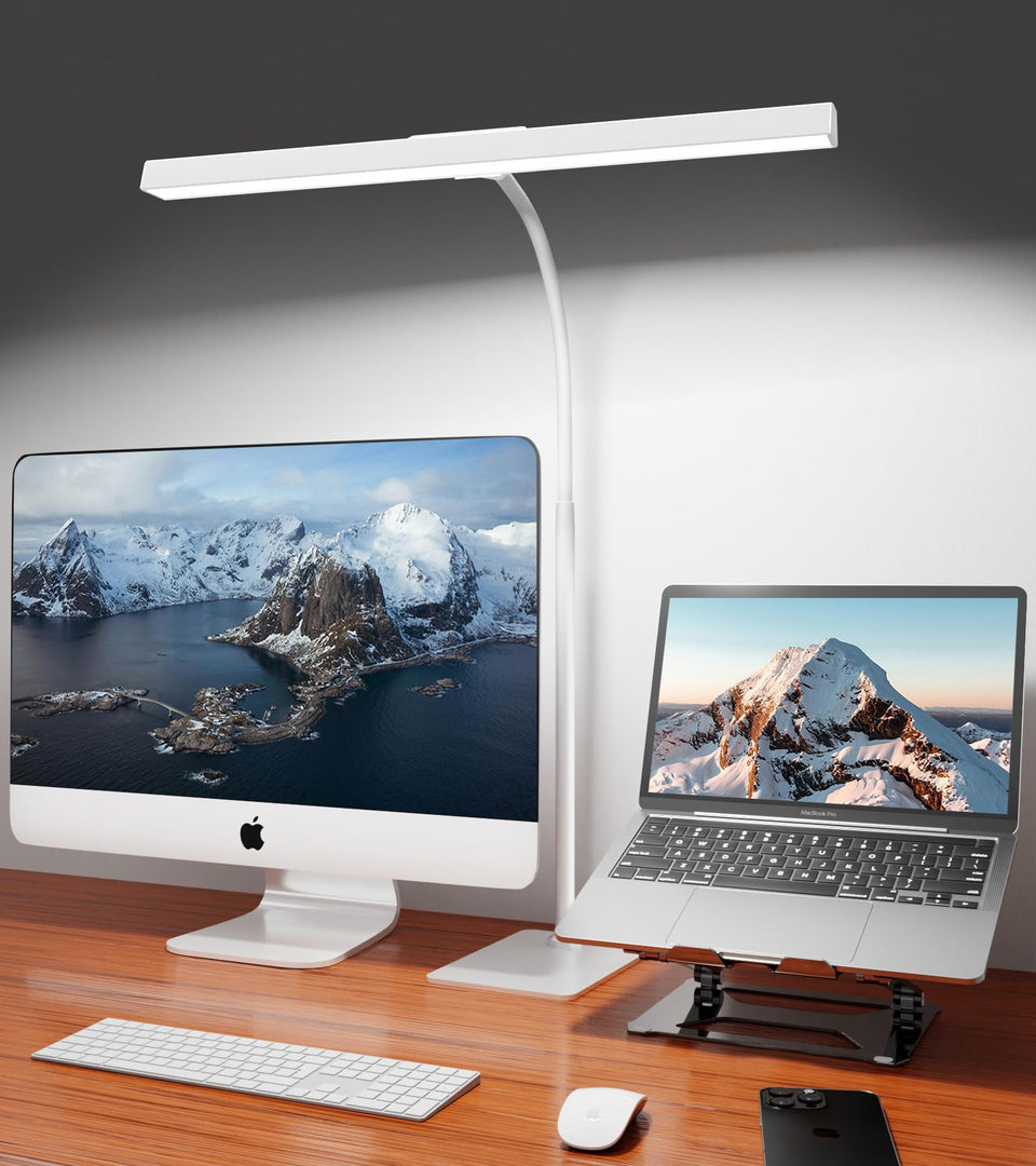 Kaulsoue Desk Lamp with wide light bar for even desk illumination.