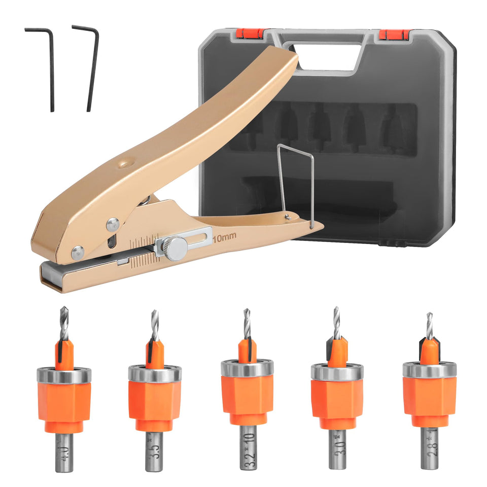 Kauwm 6-piece countersink set with hole punch for precise pilot holes in wood