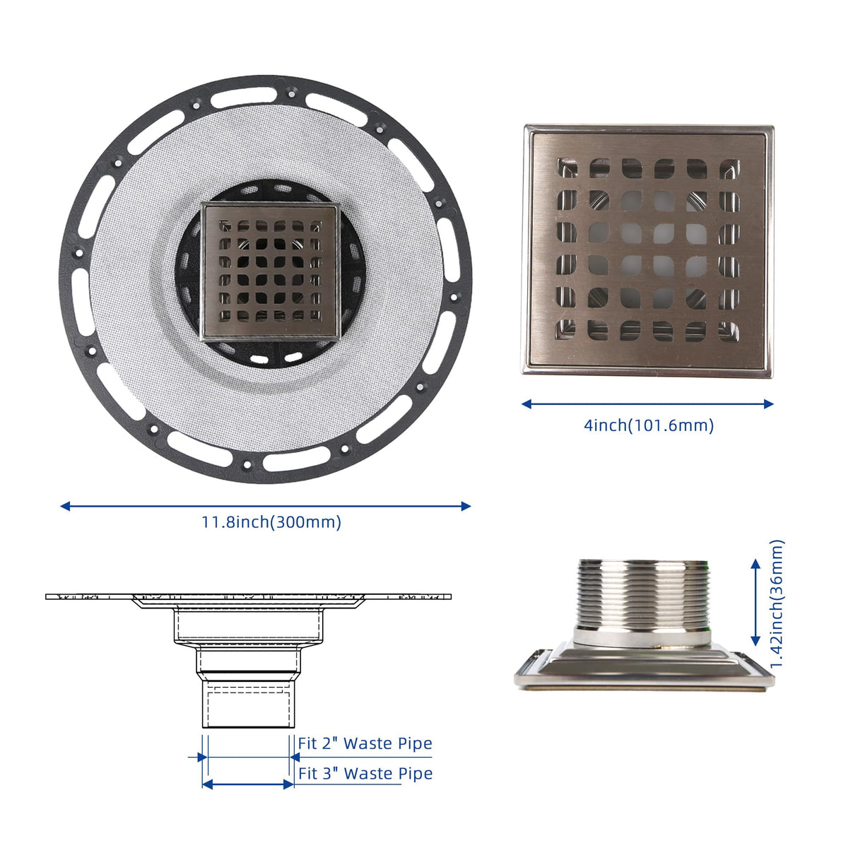 Kauwm PVC bonding flange and ABS ring assembly for simple, secure connections.