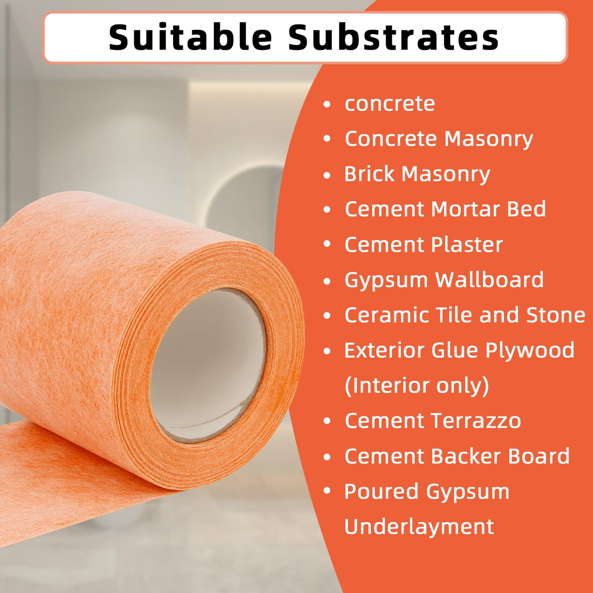 Kauwm membrane installed in shower room walls and floors provides water protection.