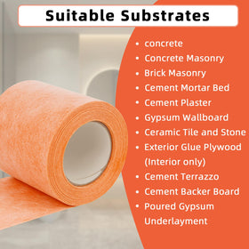 Kauwm membrane installed in shower room walls and floors provides water protection.