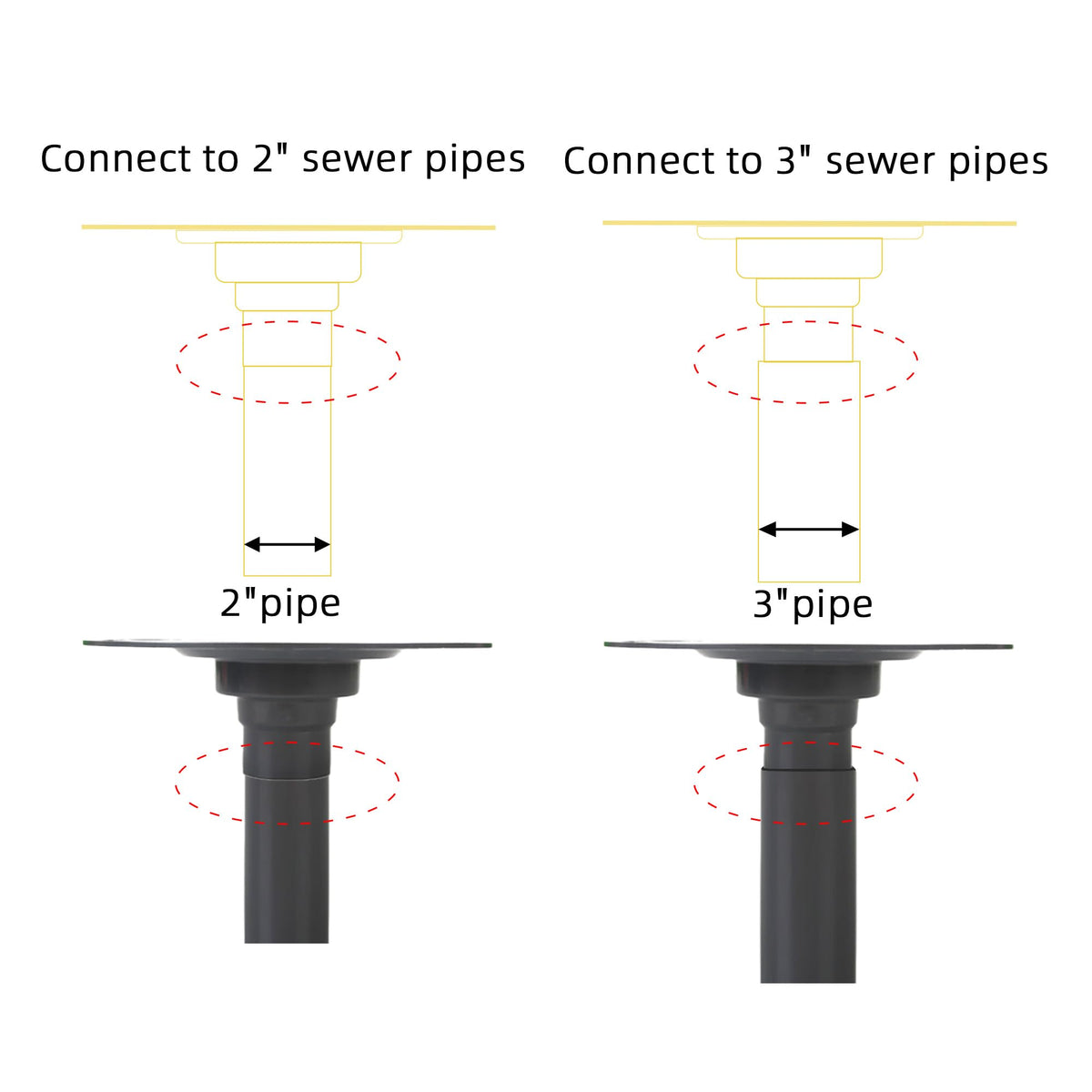 Kauwm square drain cover with removable grate shows easy cleaning access.
