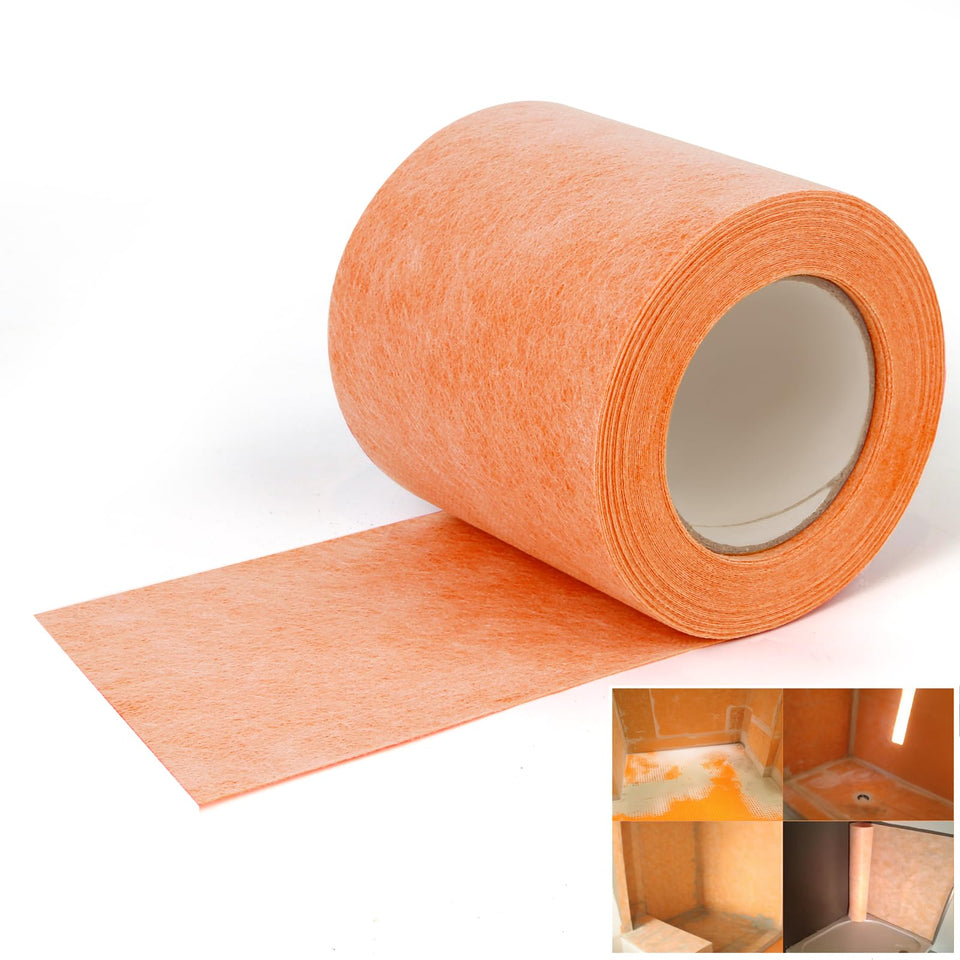 Kauwm waterproof membrane for shower, 5in by 50ft, durable moisture protection.
