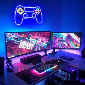 Kavaas neon sign gamepad glow enhances teen bedroom ambiance.