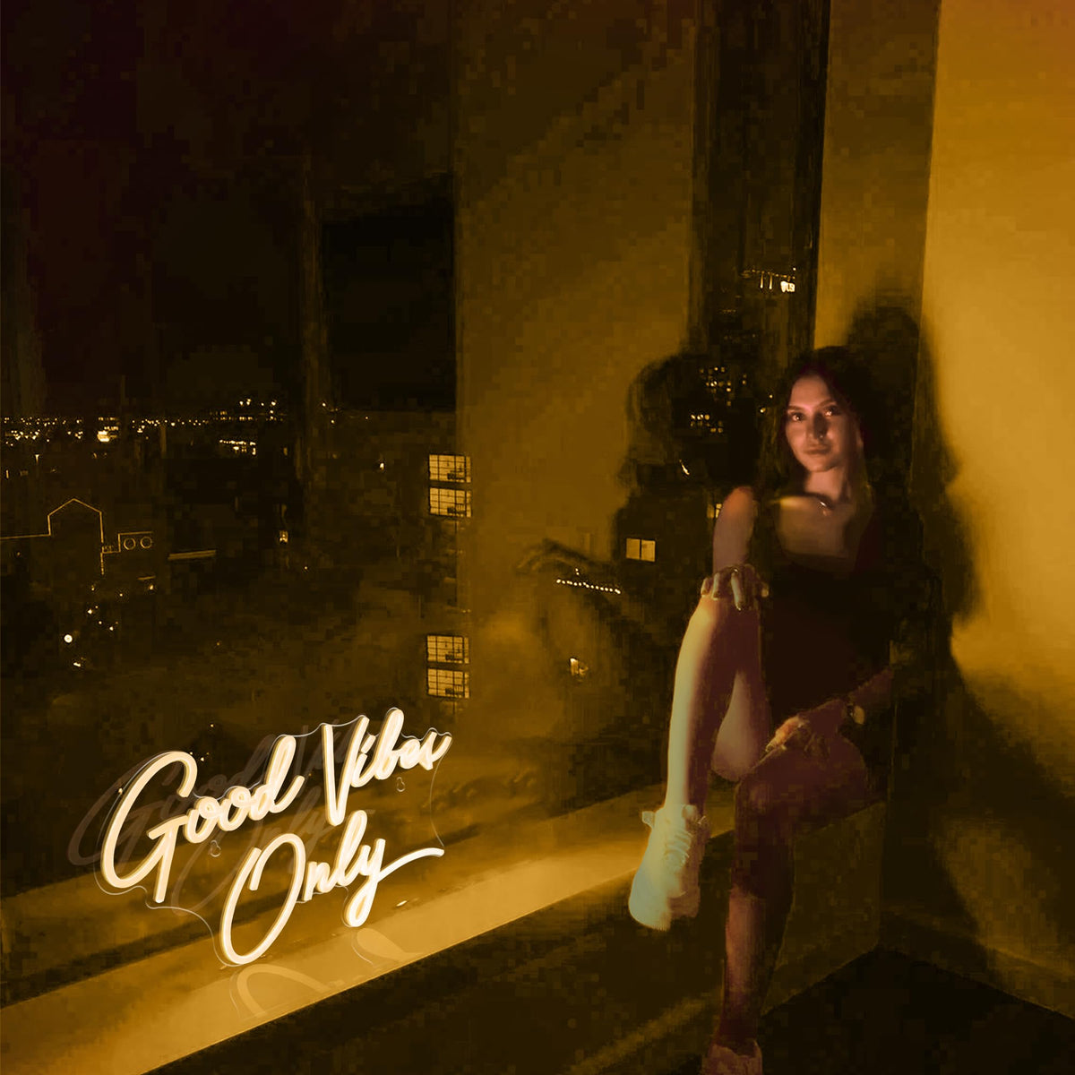 Kavaas Good Vibes Only neon sign lights up bar or party spaces.