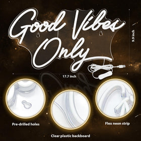 Kavaas Good Vibes Only sign brightens salons and retail displays with soft glow.