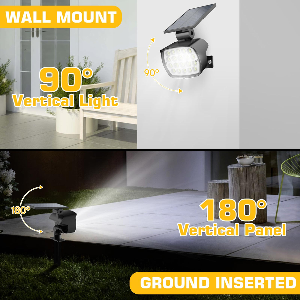 Kaxiida solar spot light garden bed highlights plants and garden edges.
