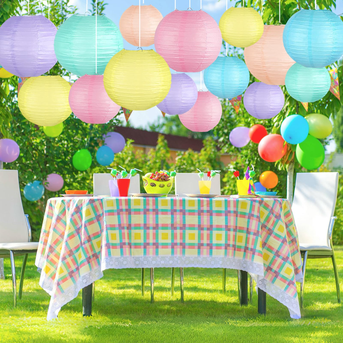 KAXIXI lanterns decorating indoors and outdoors for easy setup.