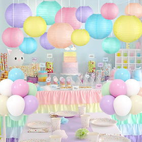 KAXIXI macaroon-color lanterns closeup for photo backdrops.
