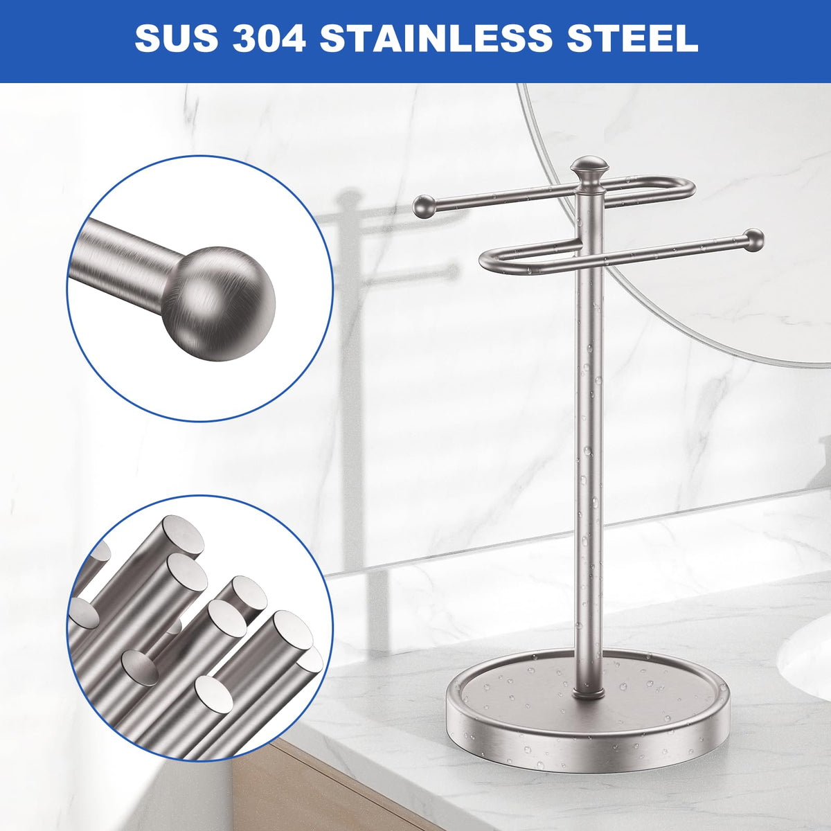 Kaxnuaxu 304 stainless steel towel holder showcasing durable build