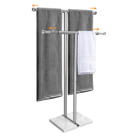 Kayfia 40-inch standing towel rack with marble base for stable bathroom storage.