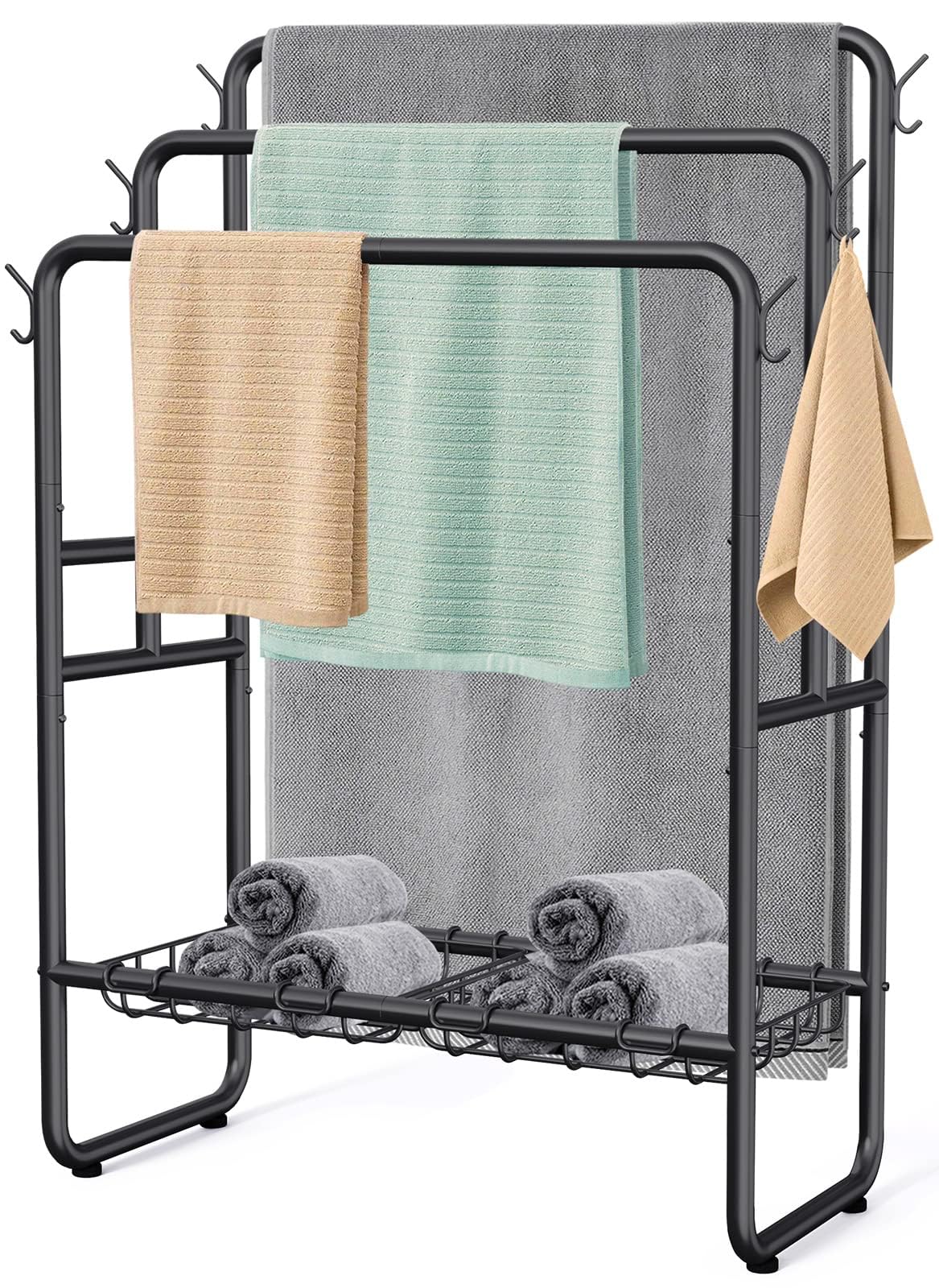 Kayfia 40-inch freestanding towel rack shows a tall design for organized towels.
