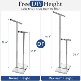 Kayfia towel rack with weighted marble base delivering anti-tip stability.