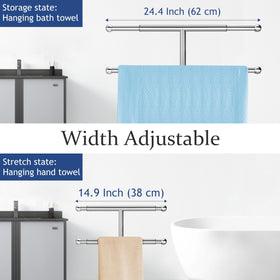 Kayfia two-tier towel rack keeps towels organized and off the floor.