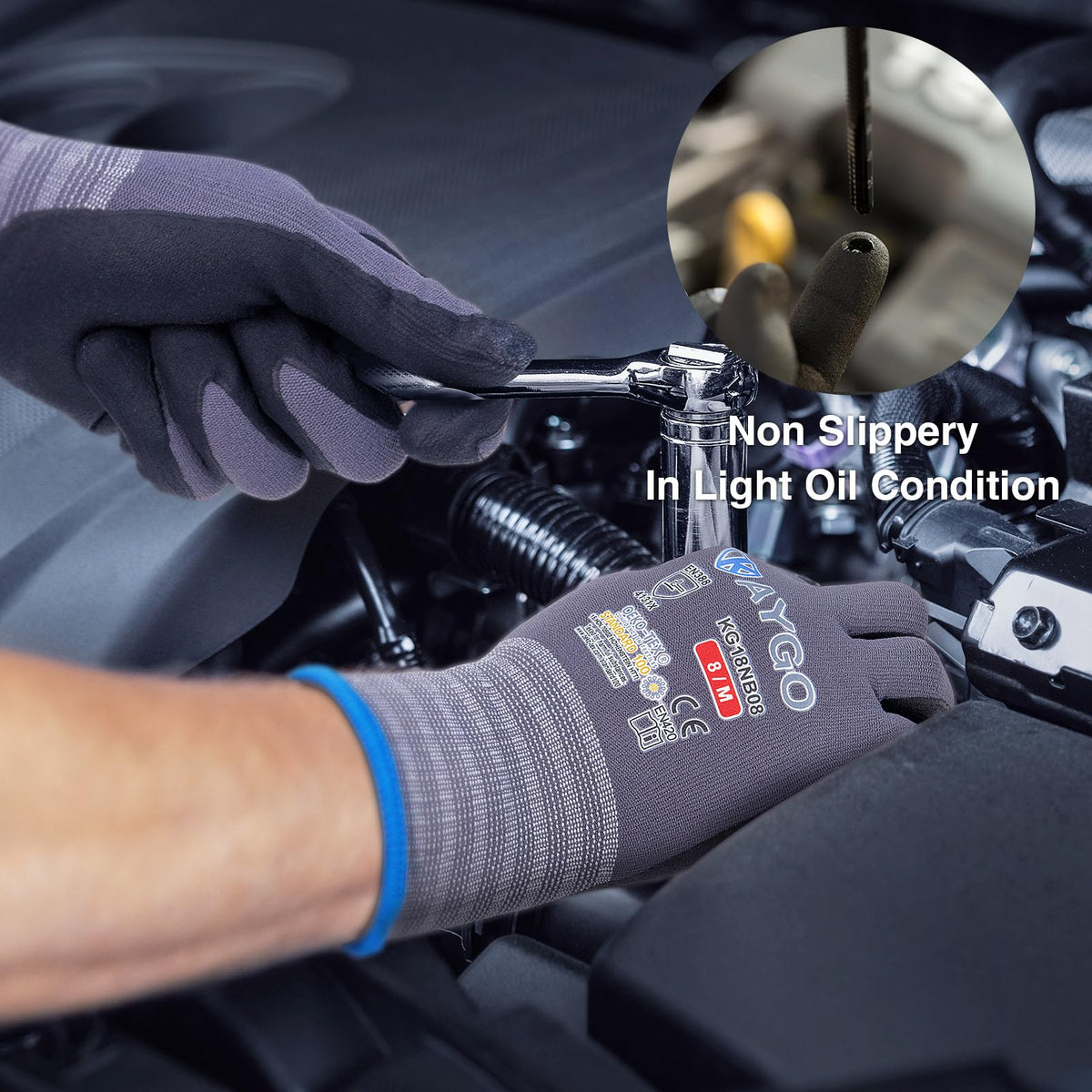 KAYGO gloves featuring 25% thinner nitrile coating enhance fingertip sensitivity and control