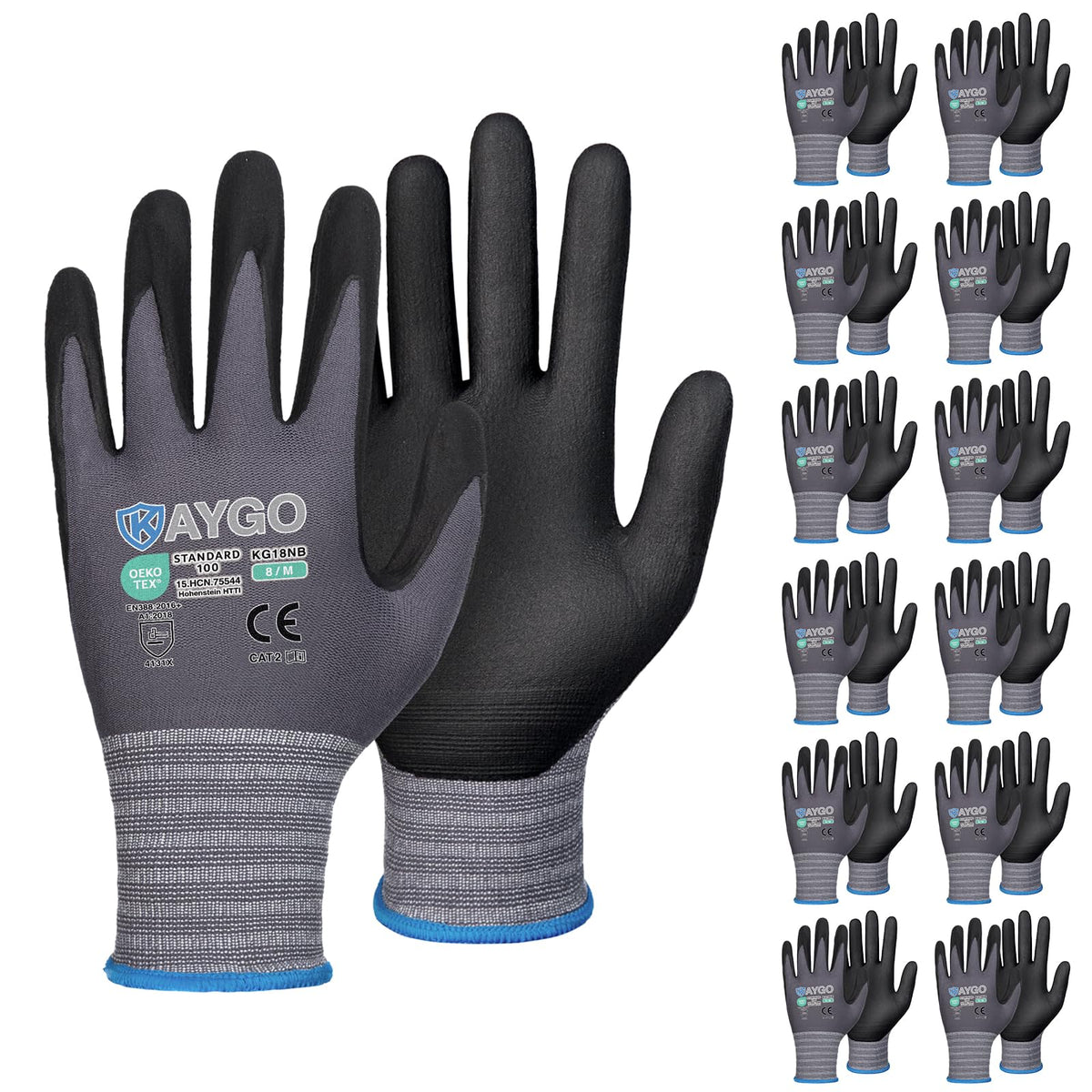 KAYGO KG18NB gloves with MicroFoam nitrile coating provide precise grip for small parts