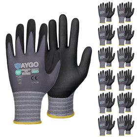 KAYGO KG18NB nitrile-coated gloves delivering precise fingertip control for small parts and fasteners.