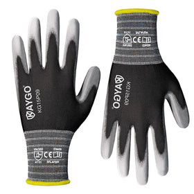 KAYGO ultra-thin PU coated gloves ideal for precise electronics assembly handling.