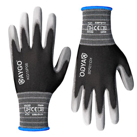 KAYGO Ultra Thin PU gloves for precise electronics handling with strong grip.