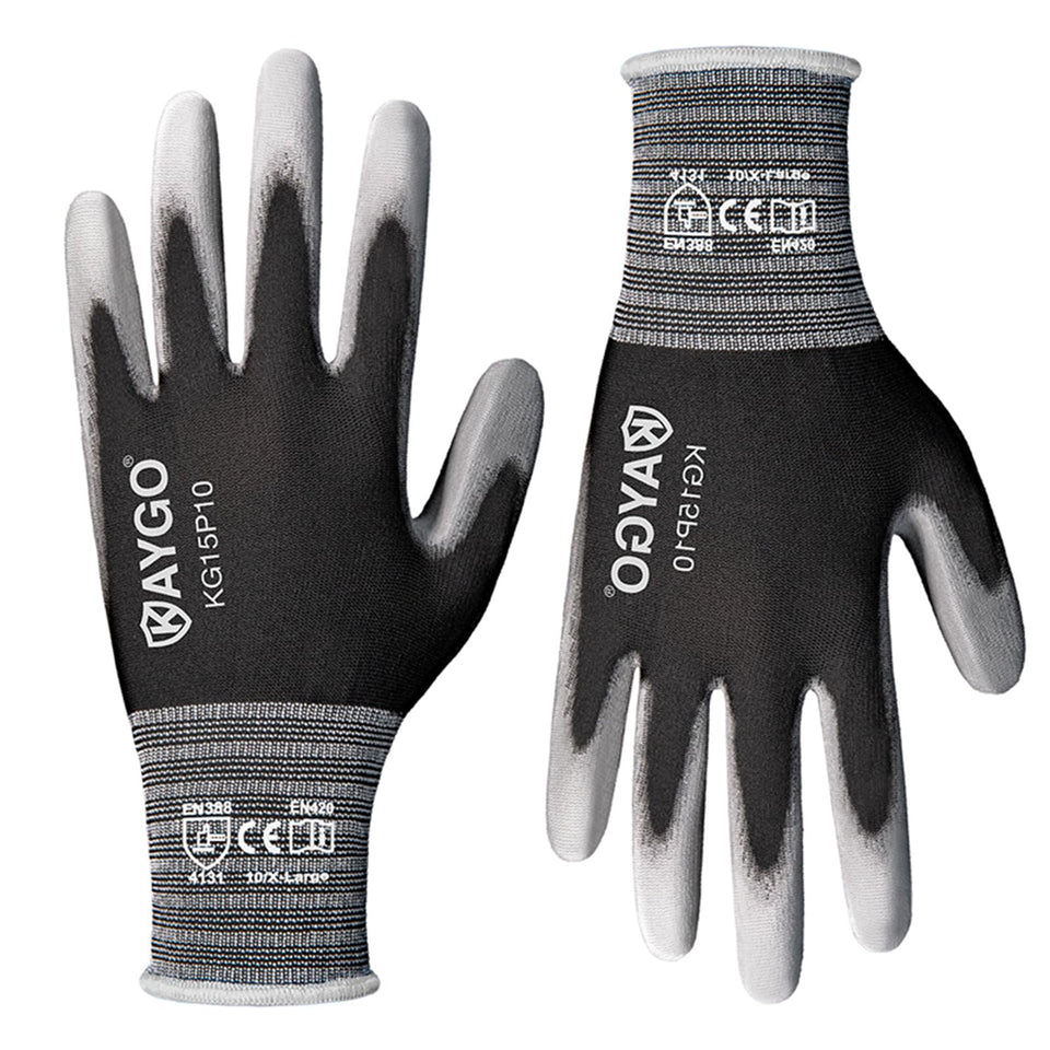 KAYGO Ultra Thin PU-coated gloves – palm grip ideal for precise handling