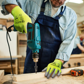 Kaygo gloves in green highlight 12-pair value and versatile use for home projects.