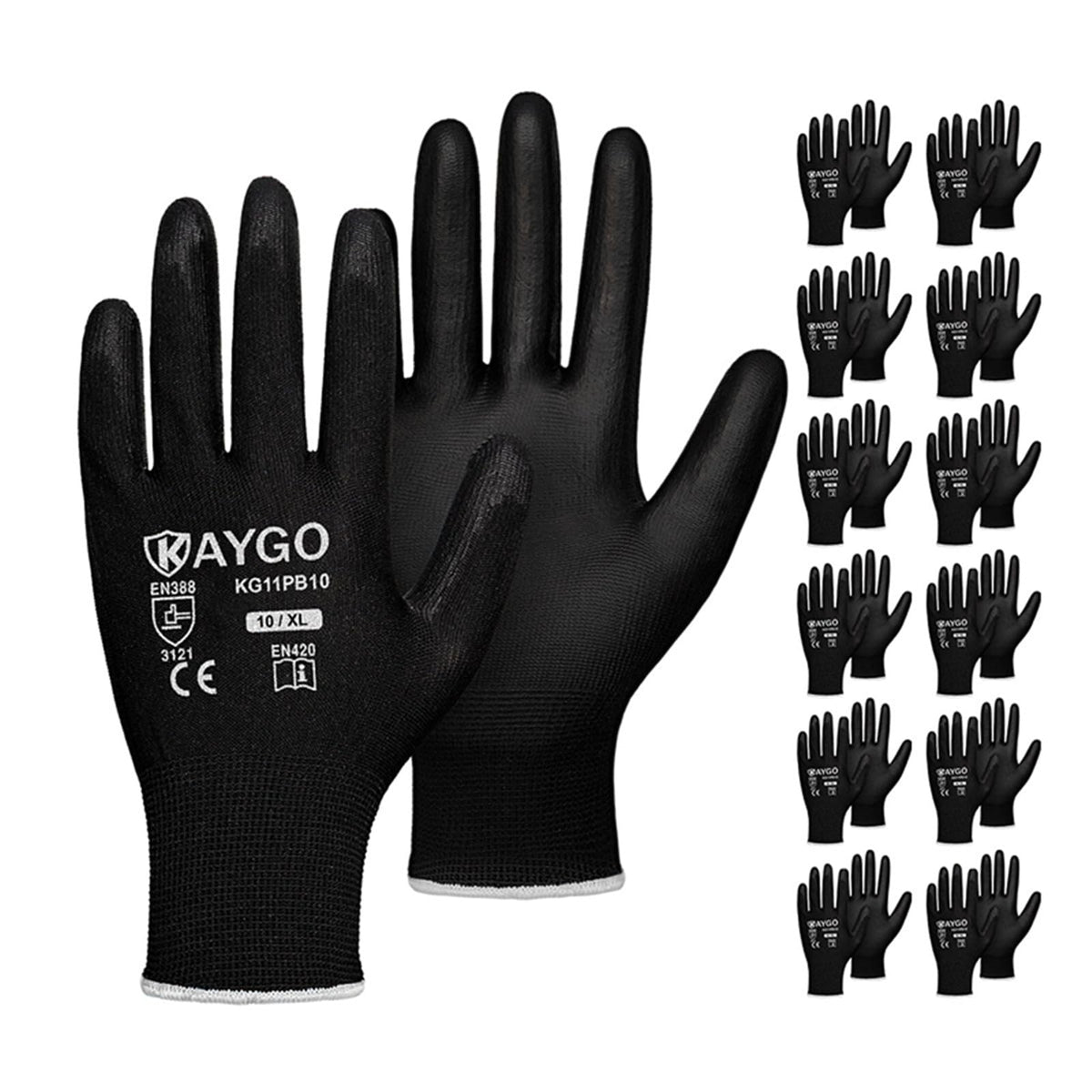 KayGO KG11P work gloves, 13-pair pack, ideal for gardening and light warehouse tasks