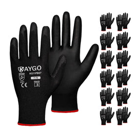KAYGO work gloves with seamless knit and PU palm offer secure grip for dry or light-oil tasks.