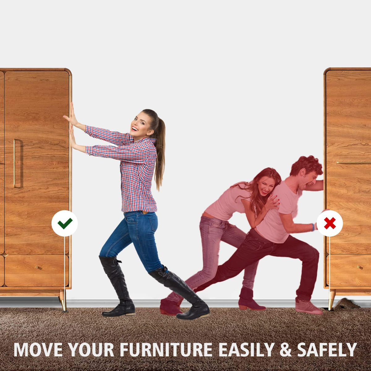 Kayzn easy glide motion example with bed and dresser