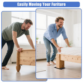 Kayzn easy-install sliders attach under legs for quick setup and reuse.