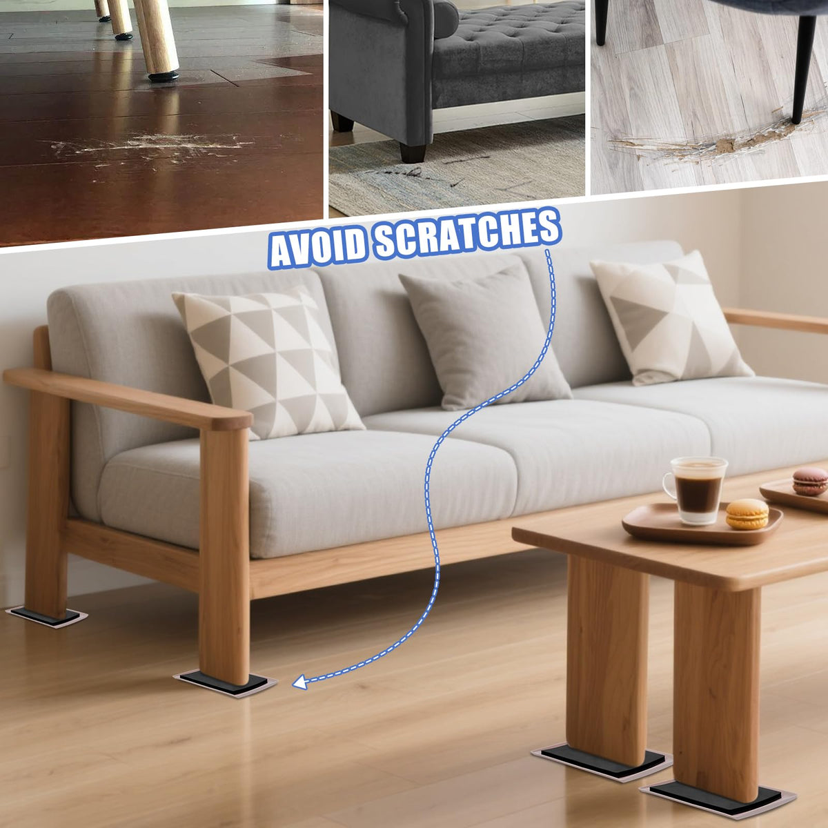 Kayzn smooth-bottom design protects floors during furniture rearrangements.