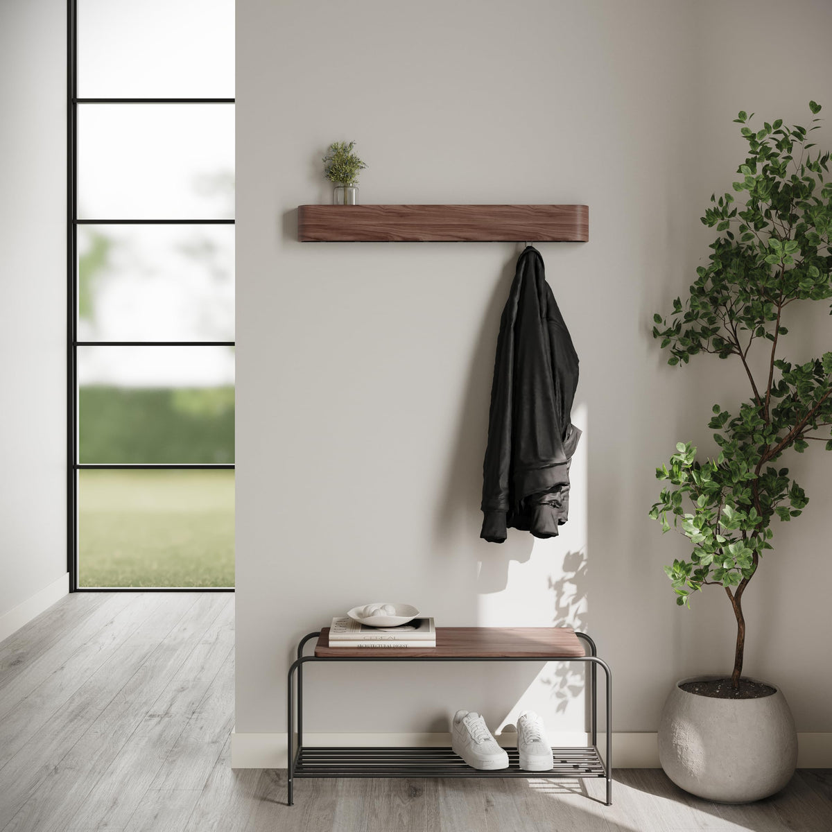 Kazai Toke slim profile fits neatly in narrow hallways.