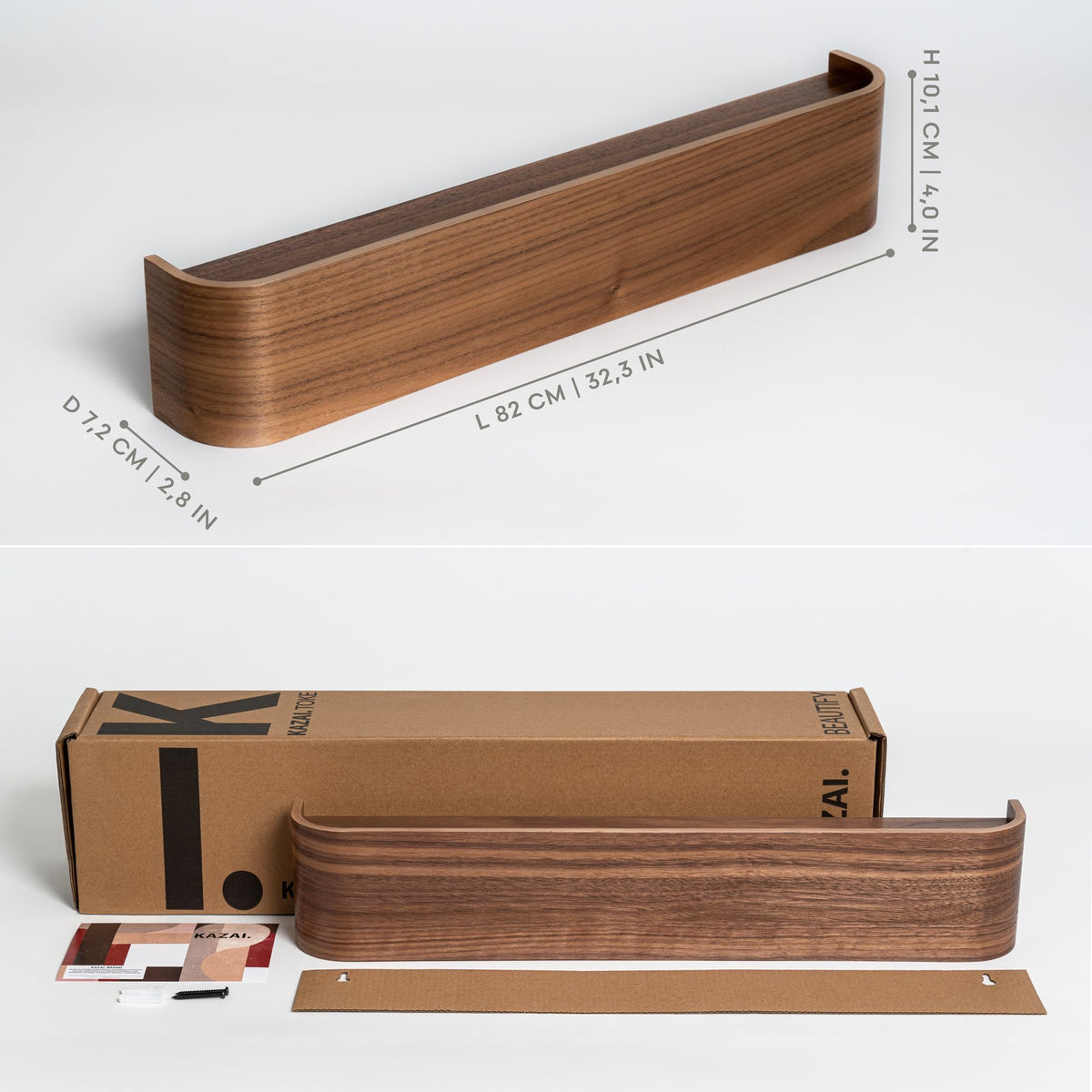 Kazai Toke top shelf holds keys and mail for quick entry.