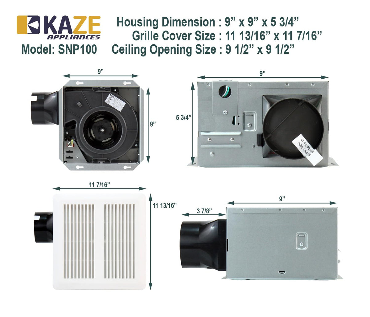 KAZE SNP100 compact design blends with ceiling tiles for a clean look.