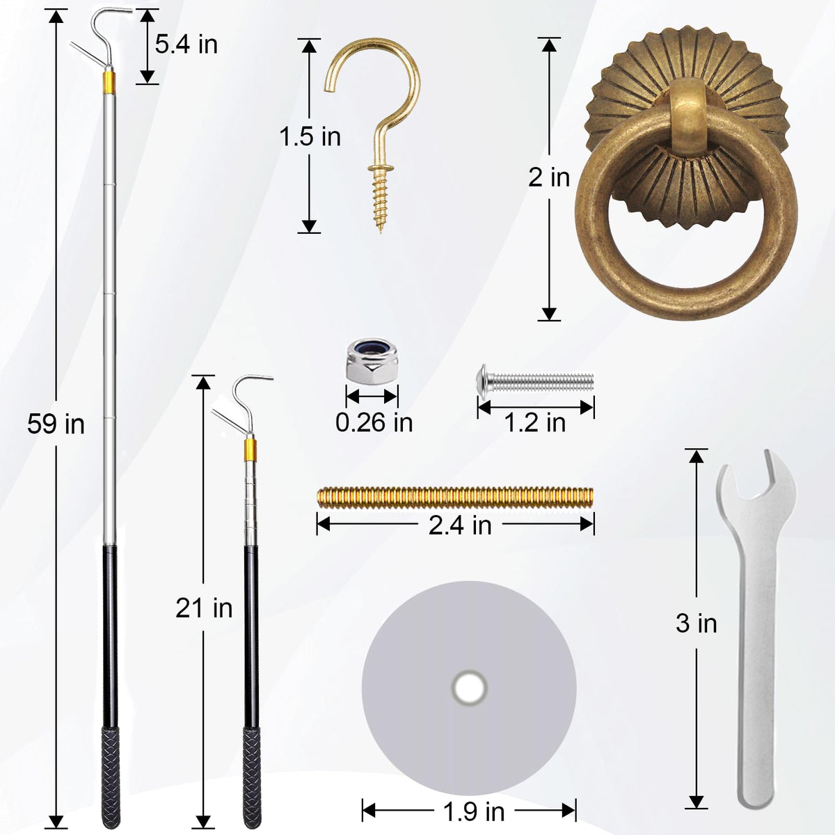 Kbiykuy attic pull-down hook featuring a vintage copper ring for durability and style.