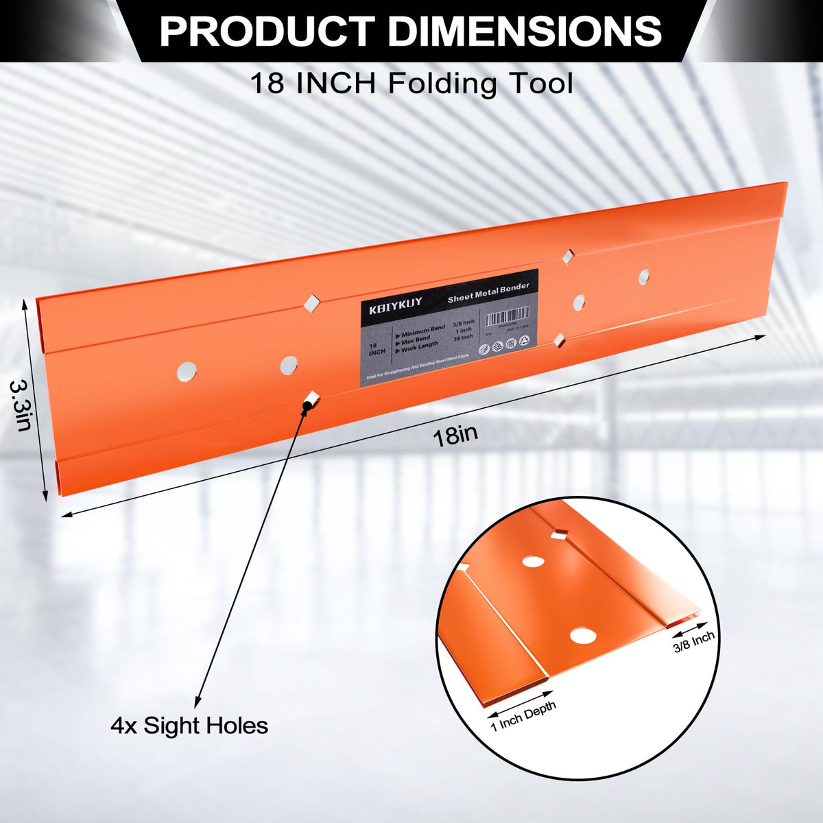 Kbiykuy sheet metal bender fold-depth-38 demonstrates precise 3/8 inch folds for accurate bends