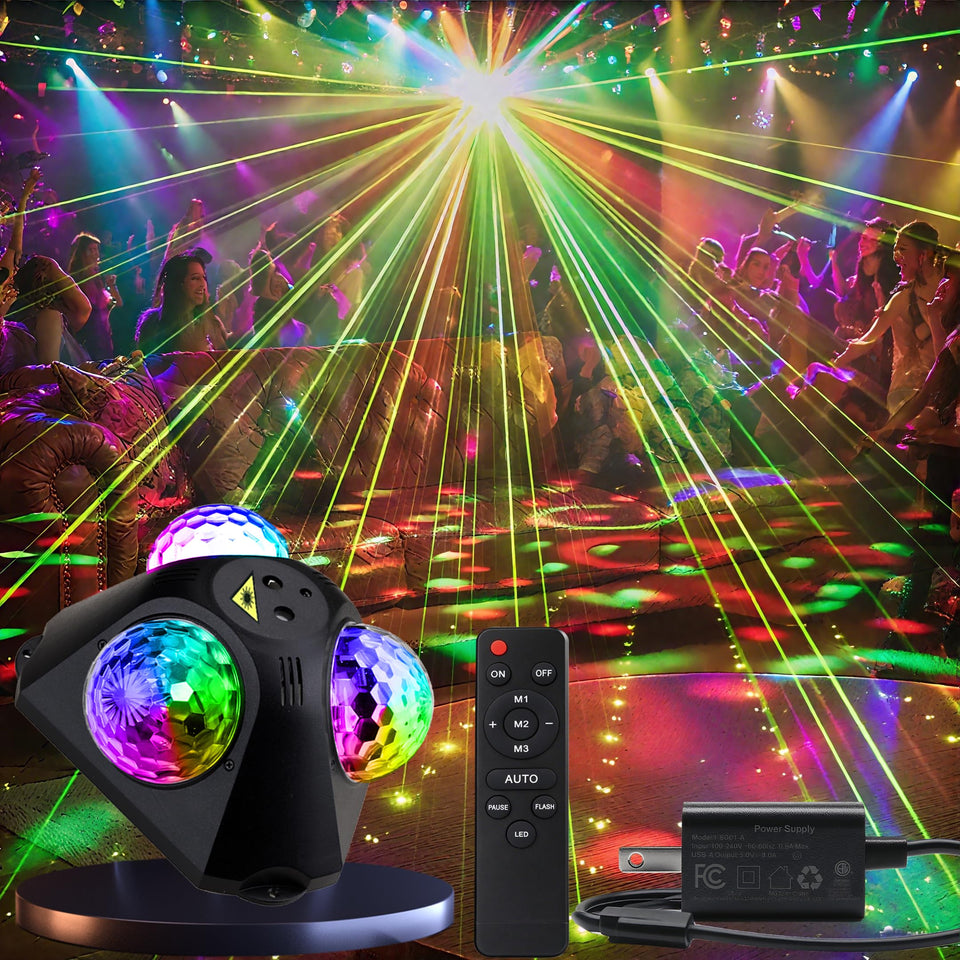 KBJ Disco Ball Party Lights show three disco balls for immersive party ambiance.