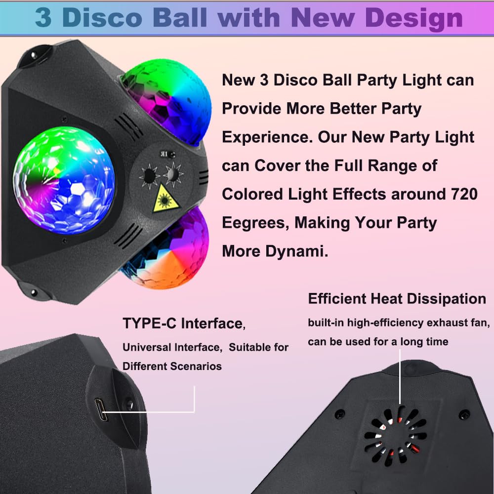 KBJ Disco Ball Lights provide 720-degree coverage for uniform illumination.