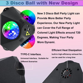 KBJ Disco Ball Lights provide 720-degree coverage for uniform illumination.